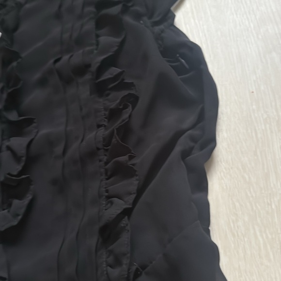 3/$10 Poetry Black Button Down Ruffled Top - Picture 5 of 8